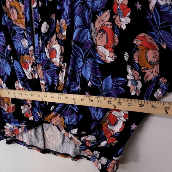 Free People Keepin' On Tee Tropical Blouse Size Large Dolman 3/4 Sleeve Floral - Picture 12 of 15